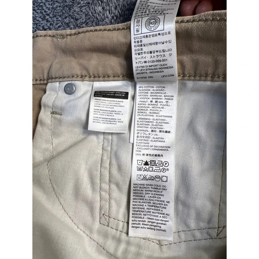Levis 514 Straight Fit Khaki Pants Mens 36x32 Tan Cotton Stretch Chino Trousers